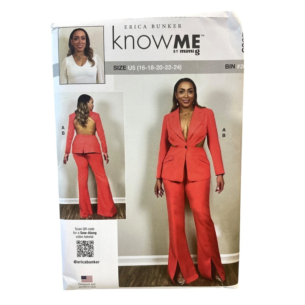 KNOW ME ME2065 Sewing Pattern Misses U5 16-24 White Blazer Pants Cutout Back